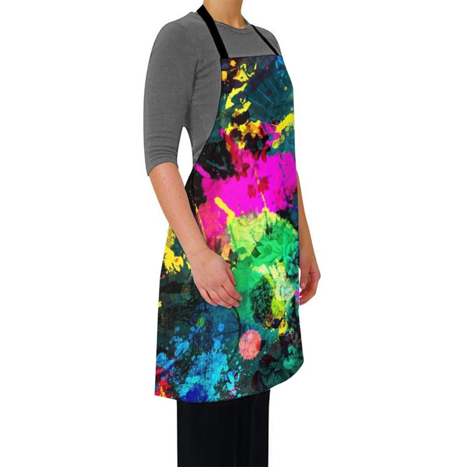 Mount Hour Colorful Paint Splatter Women Apron, for Gift Cooking Paint Mount Hour