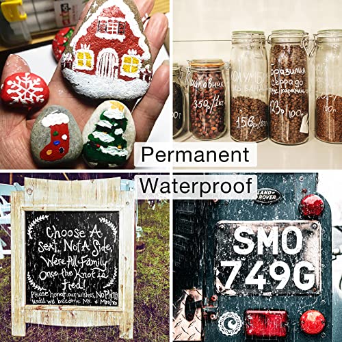 White Paint Pen Permanent Markers - 8 Oil Based Paint Markers for Tire, Wood, Rocks, Metal, Canvas, Plastic, Dark Surface, Medium Tip, Waterproof DAPAWIN