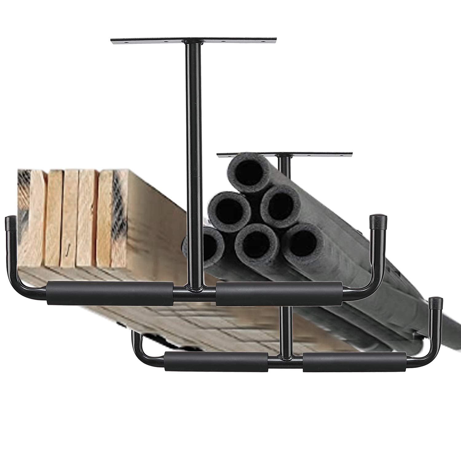 HOME RIGHT Overhead Garage Storage Hooks, Heavy Duty Double Ceiling Rack, 16.5’’ Utility Shed Hangers, Great for Pipe, Lumber, Ladder, Fishing Rod HOME RIGHT