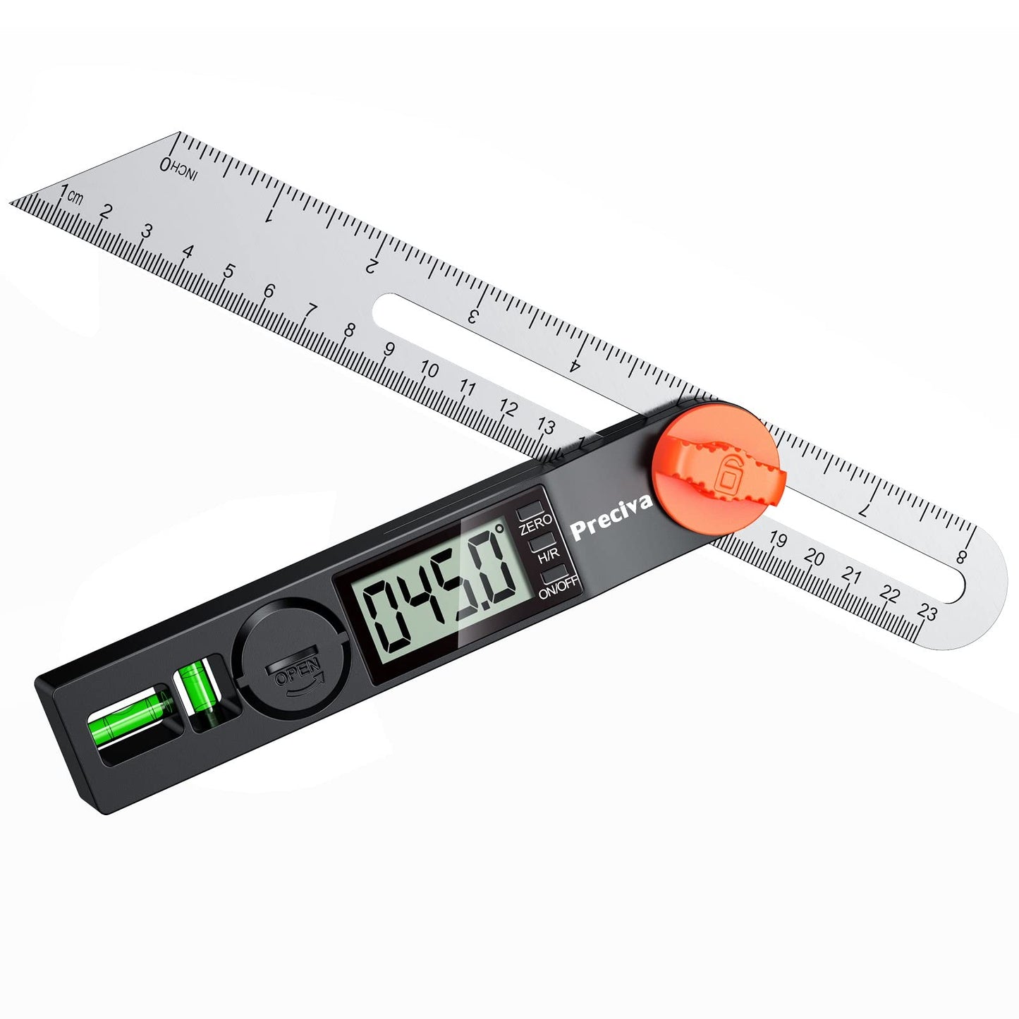 Preciva T-Bevel Gauge & Protractor with Horizontal and Vertical Bubble,0-338° Digital Angle Finder Protractor 230mm/8inch Display for Carpentry