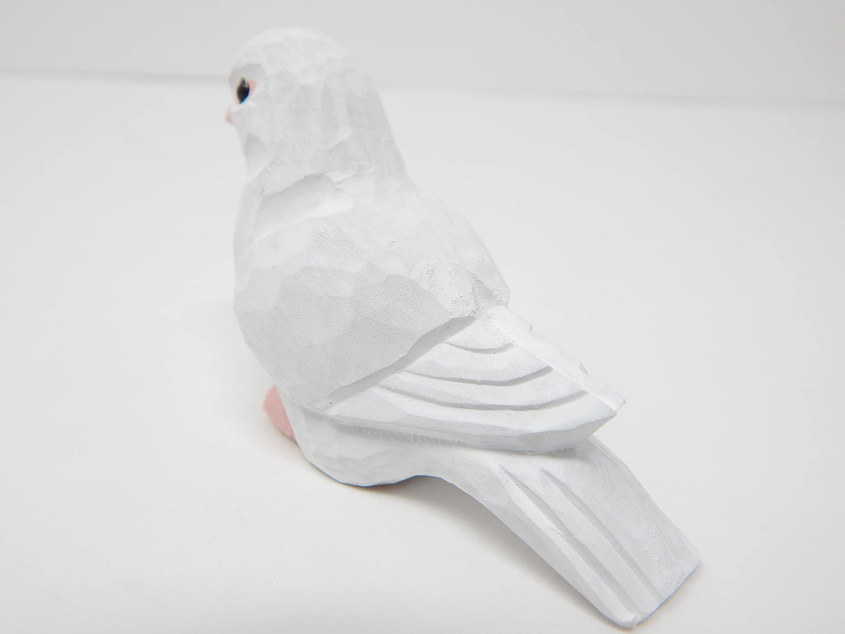 Selsela White Dove Wood Figurine Statue Sculpture Ornament Decoration Miniature Bird Art Carve Small Animal Selsela