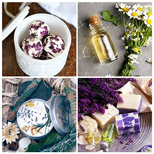 30 Bags Dried Flowers,100% Natural Dried Flowers Herbs Kit for Soap Making, DIY Candle Making,Bath - Include Rose Petals,Lavender,Don't Forget SACATR