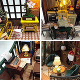 SYCW DIY Dollhouse Miniature Wooden Furniture Kit with Dust Cover and Music Box, Doll House Kit with LED Light, Mini Handmade Wooden Dollhouse Toys, SYCW