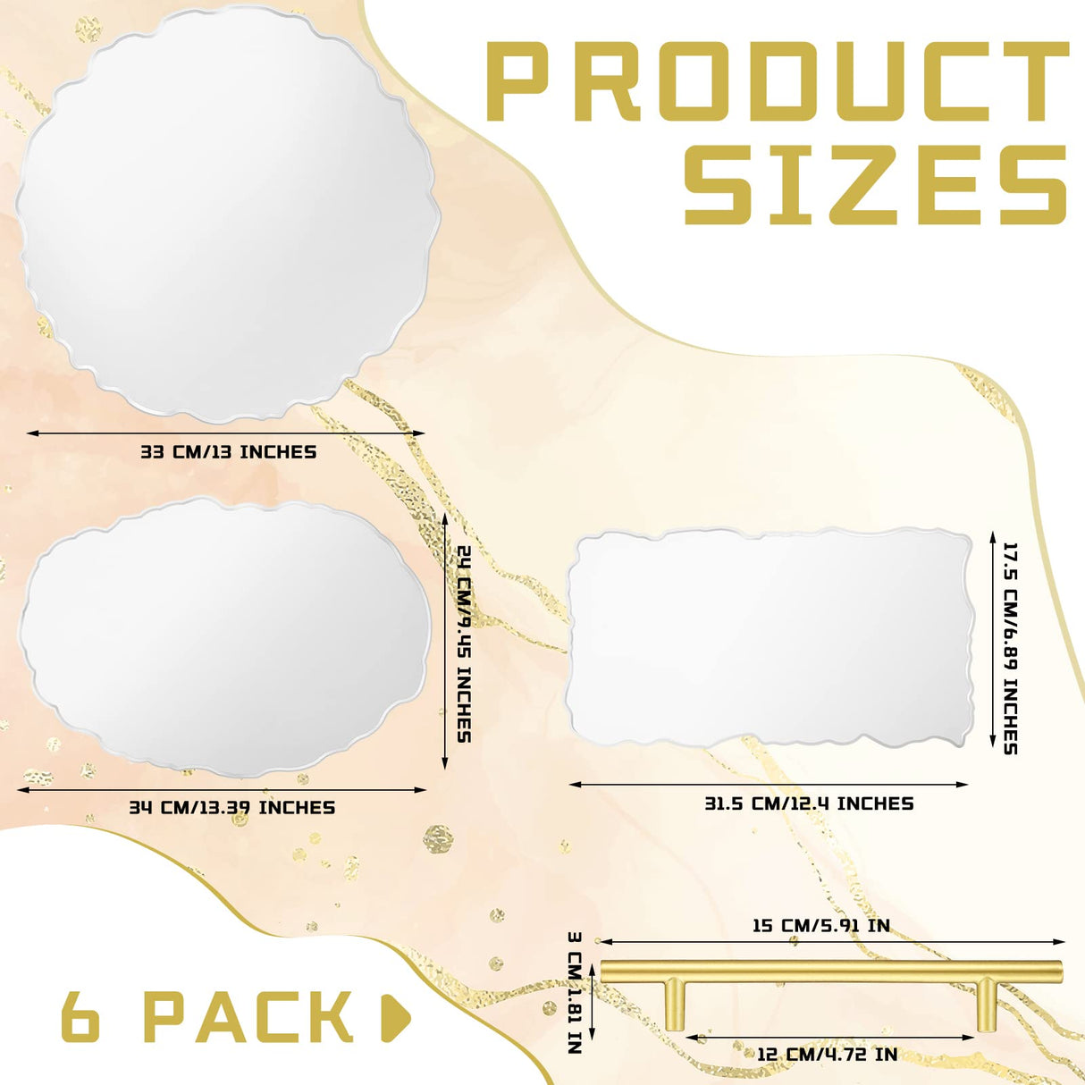 Resin Tray Molds and Gold Handles Set Silicone Tray Mold Irregular Casting Agate Epoxy Molds for DIY Crafts Making Faux Agate Tray Serving Board Home Hoolerry