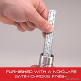 Starrett Spring Tempered Steel Rule with Satin Chrome Finish, Quick Reading and Inch Graduations - 6" Length, 4R Graduation Type, 3/64" Thickness - Starrett