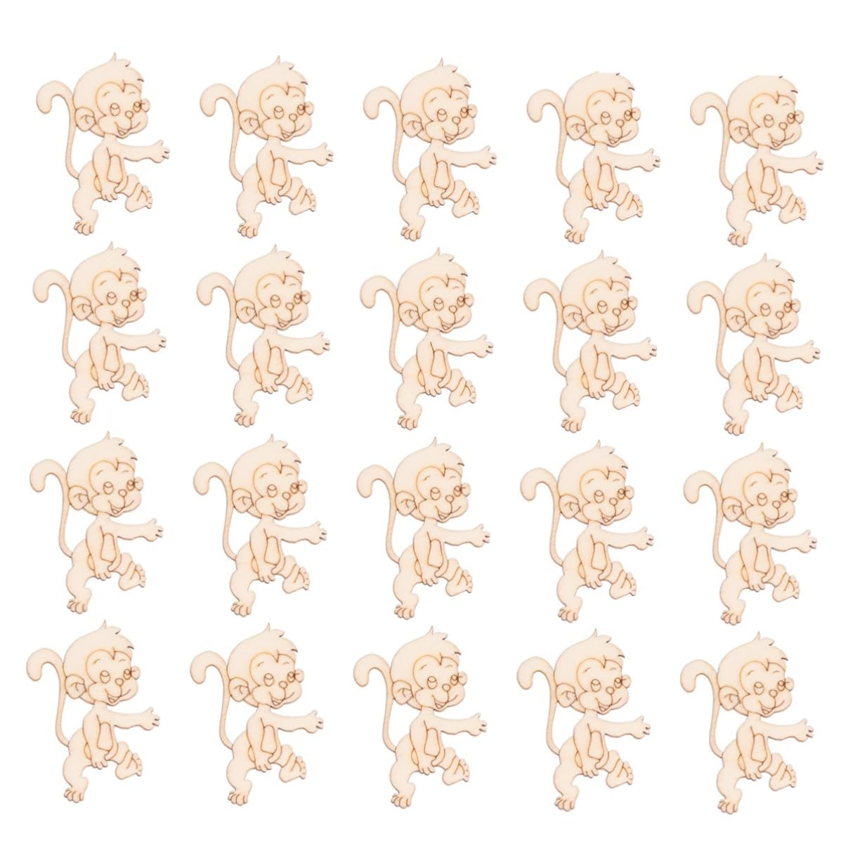 SEWACC 40 Pcs Unfinished Wood Monkey Cutout Shapes Wood Cutouts for DIY Crafts Wood Letters Crafts Dining Table Decor Desk Topper Unfinished Wooden SEWACC