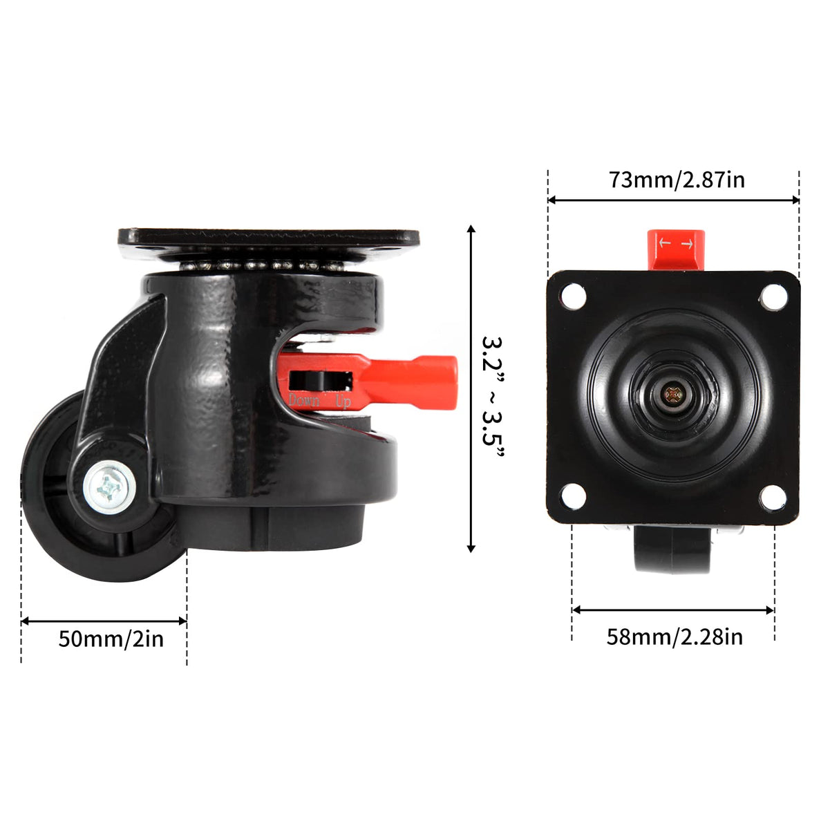 Nefish 4 Pack Leveling Casters Heavy Duty for Workbench 2200 LBS Capacity, Upgraded Handle Design Retractable Caster Wheels Set of 4, 360 Degree Nefish