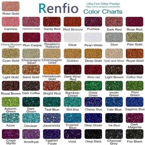 Renfio Ultra Fine Glitter Powder Metallic Resin Glitter 1.75 Oz (50g) PET Flakes Crafts Sequins 1/128" 0.008" 0.2mm Epoxy Chips Flakes for Tumblers - WoodArtSupply