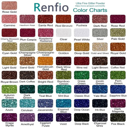 Renfio Ultra Fine Glitter Powder Metallic Resin Glitter 1.75 Oz (50g) PET Flakes Crafts Sequins 1/128" 0.008" 0.2mm Epoxy Chips Flakes for Tumblers - WoodArtSupply