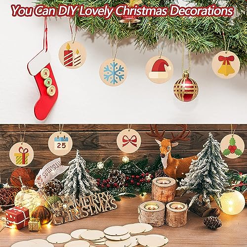 150 Pcs Unfinished Wooden Circles with Holes 2 Inch Wood Rounds Tags Blank Natural Round Wood Discs for Crafts Wooden Circle Cutouts Ornaments for