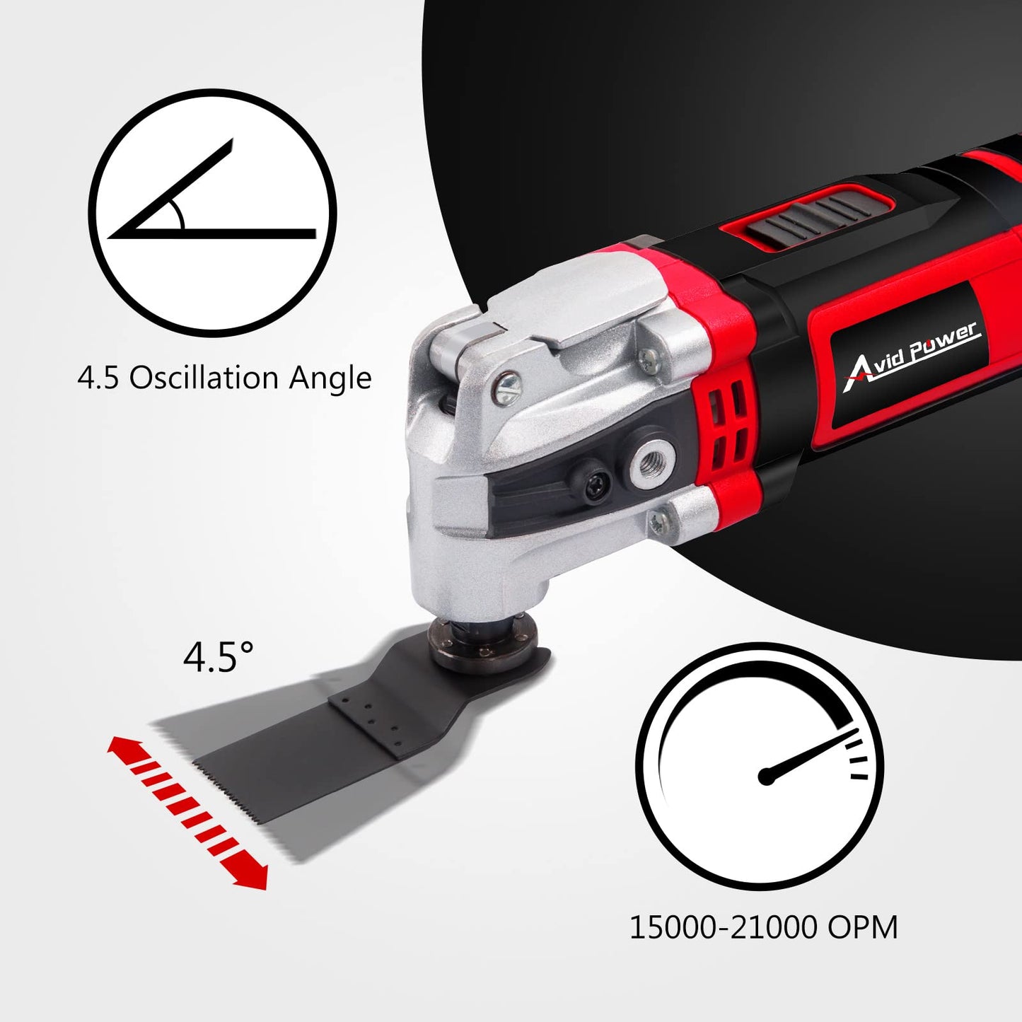 AVID POWER Oscillating Tool, 3.5-Amp Oscillating Multi Tool with 4.5° Oscillation Angle, 6 Variable Speeds and 13pcs Saw Accessories, Auxiliary - WoodArtSupply