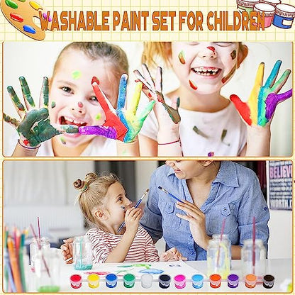 280 Pcs Washable Paint for Kids Arts and Crafts, 20 Gouache Watercolor Paint Sets of 12 Colors for Party Classroom Painting Supplies, 20 Flat and 20