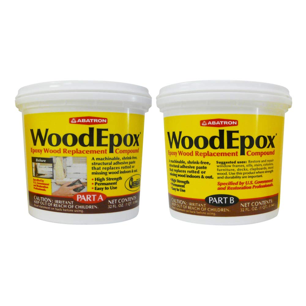Abatron WoodEpox Kit - 2 Quart - 2-Part Structural Epoxy Adhesive Filler - Wood Filler Putty Abatron
