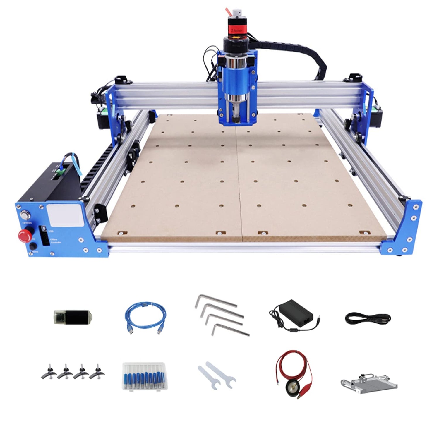 Gbonklong Aluminum Frame Engraving Milling Machine, USB 3 Axis CNC 4040 110V 100W CNC Router Machine with Controller and Z Probe for Carving Cutting Gbonklong