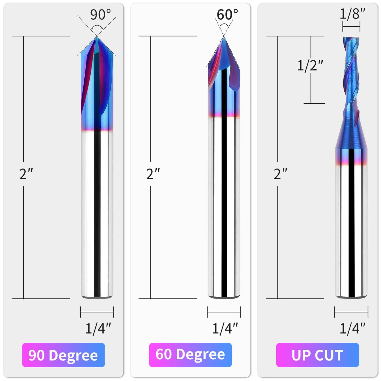 EANOSIC 9PCS Carbide CNC Router Bits Set 1/4 Inch Shank, Multiple Uses Router Bit for Woodworking Detail Carving Trimming V Groove Engraving Slotting - WoodArtSupply