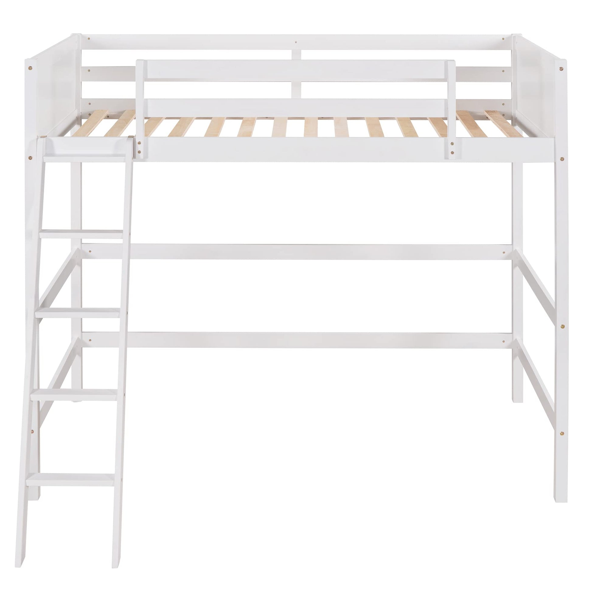 Stylish White Twin Loft Bed Frame with Angled Ladder by Harper & Bright Designs - WoodArtSupply