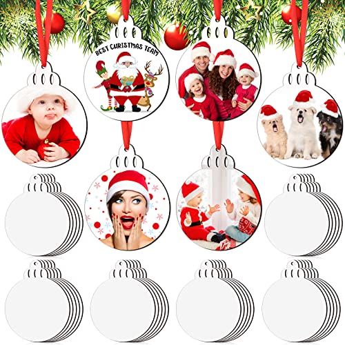 30 Pieces Sublimation Ornament Blank Sublimation Double Sided Blanks Christmas Ornament Blank Personalized Sublimation Blank Pendants DIY Sublimation Blulu