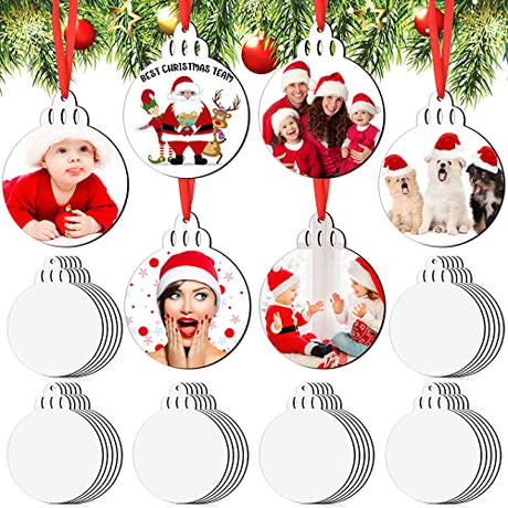 30 Pieces Sublimation Ornament Blank Sublimation Double Sided Blanks Christmas Ornament Blank Personalized Sublimation Blank Pendants DIY Sublimation Blulu