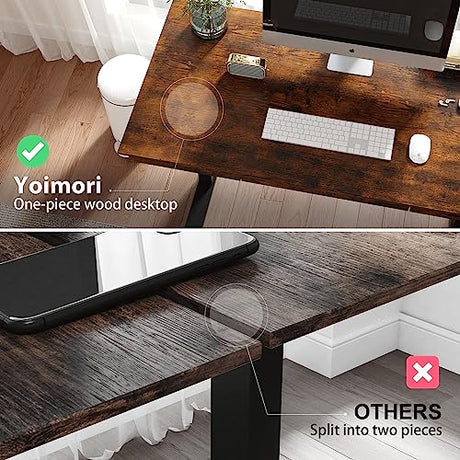Yoimori Electric Standing Desk with Drawer,48 x 24 Inches Standing Desk Adjustable Height Desk with 12W Wireless Charging,One-Piece Wooden Desktop Yoimori