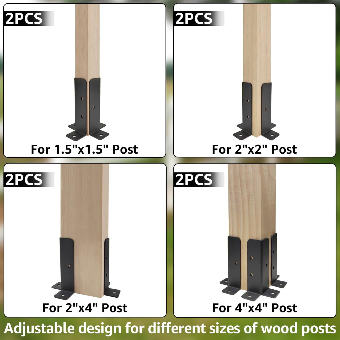 AKOLAFE 4PCS Concrete Post Bracket with Screws 5” Pergola Brackets Kit Adjustable Deck Railing Bracket Wood Fence Brackets Fit 1.5x1.5, 2x2, 2x4, 4x4 - WoodArtSupply