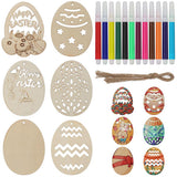 72 Pcs Wooden Egg Cutouts Blank Wooden Easter Ornaments Hanging Wood Pieces Unfinished Wood for Crafting Painting DIY Projects BFLCTTBD
