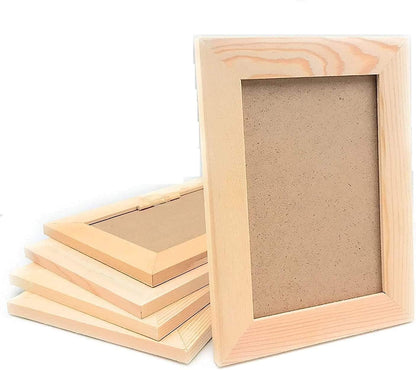 Oojami Unfinished Solid Wood Picture Frames for Arts Crafts, DIY Painting Project Stand or Hang on The Wall 6x8 Frame Size Holds 6x4 Pictures for - WoodArtSupply