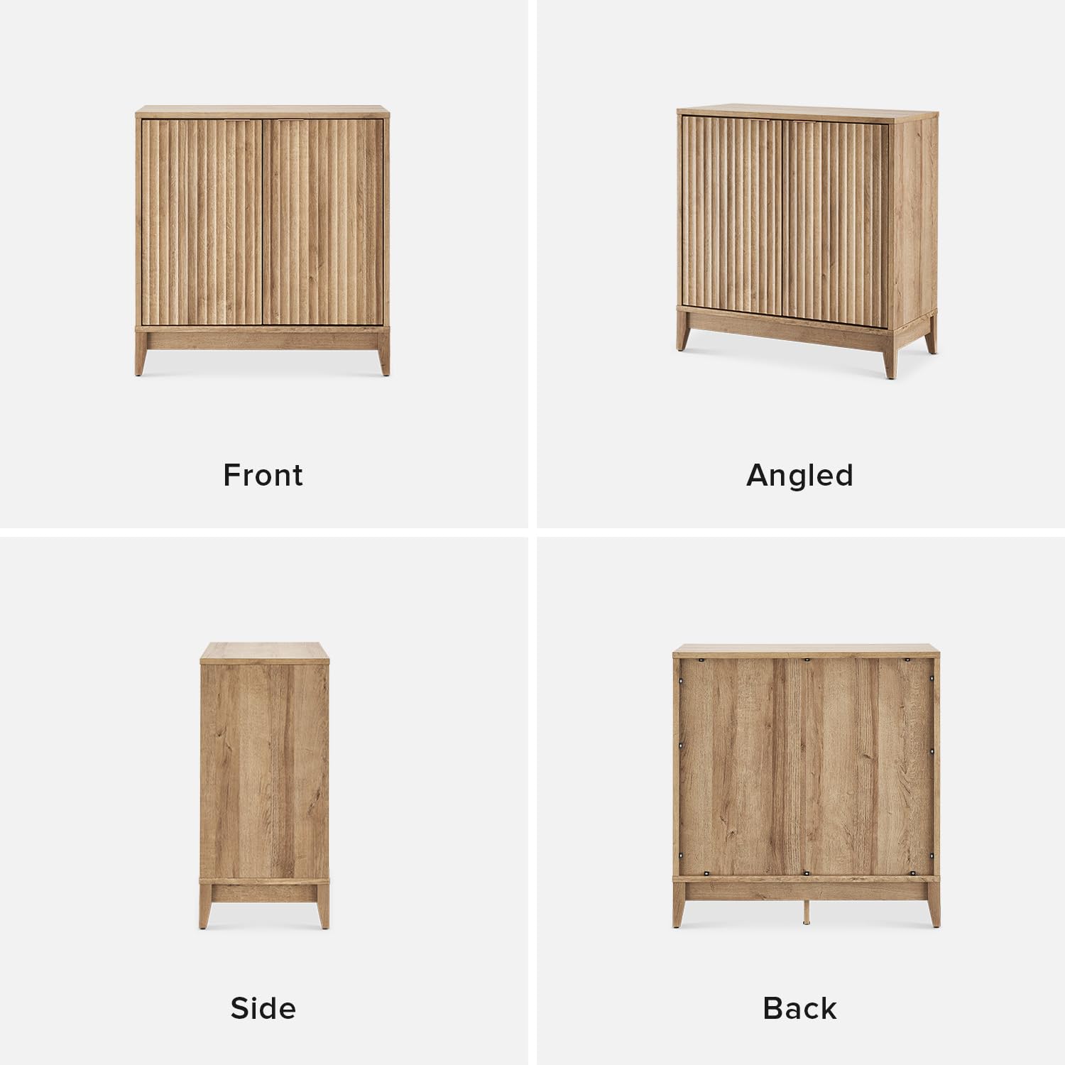 mopio Brooklyn Storage Cabinet, Modern Farmhouse Entryway Accent Cabinet, Buffet Sideboard, Credenza, Wood Modular Cabinet with Doors & Shelf, Fluted mopio