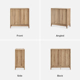 mopio Brooklyn Storage Cabinet, Modern Farmhouse Entryway Accent Cabinet, Buffet Sideboard, Credenza, Wood Modular Cabinet with Doors & Shelf, Fluted mopio