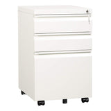 DEVAISE 3 Drawer Mobile File Cabinet with Lock, Under Desk Metal Filing Cabinet for Legal/Letter/A4 File, Fully Assembled Except Wheels, White DEVAISE