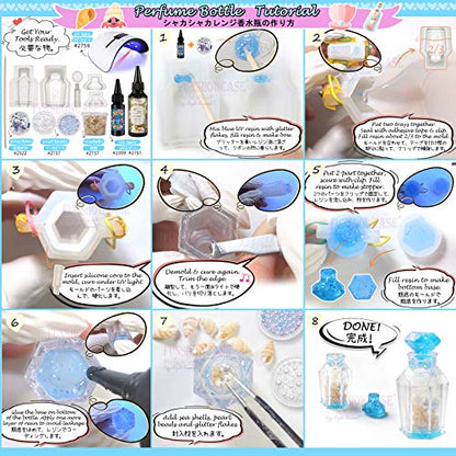 Small Bottle Container and Stopper UV Resin Epoxy Silicone Mold Jewelry Casting 6 Trays Set with Manual