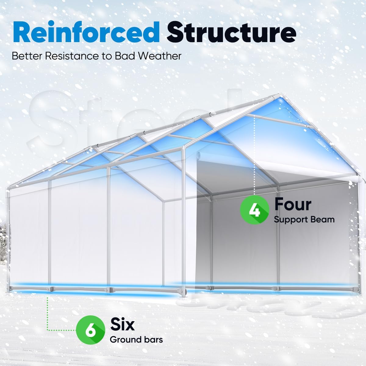 Quictent 13'X20' Heavy Duty Carport Galvanized Car Canopy Garage Outdoor Boat Shelter with Reinforced Frame - White - WoodArtSupply