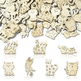 Stiesy 100 Pcs Assorted Pet Cat Unfinished Wood Cutouts Wooden Slice Pieces Ornaments for DIY Craft Home Decoration Supplies Stiesy