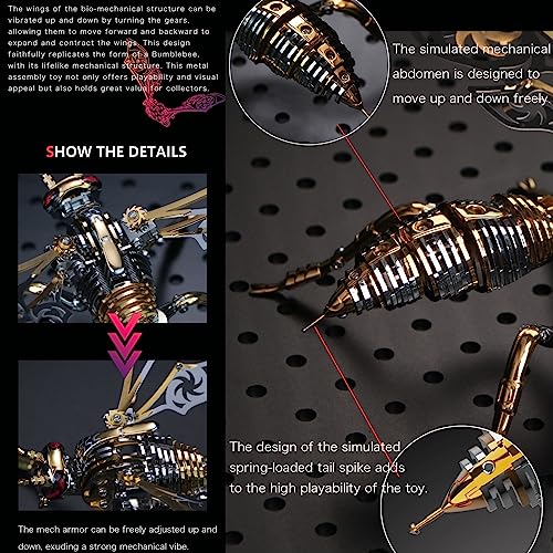 3D Metal Puzzles for Adults: The Northern Giant Hornet Metal Model Kits, 3D Metal Puzzle Mechanical Wasp Building Blocks, Difficult DIY for Assembly, OreilleStar