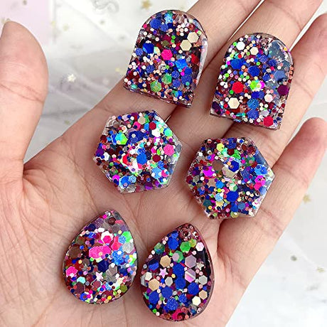 RESINWORLD Earrings Molds with Varieties of Shapes and Sizes, Stud Dangle Drop Earrings Resin Molds with Hole, Arch/Oval/Hexagon Silicone Molds for ResinWorld