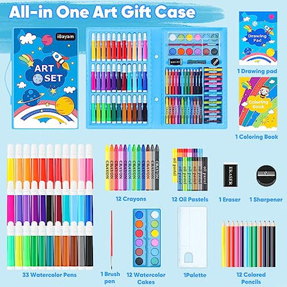 iBayam Art Supplies, 149-Pack Drawing Kit Painting Art Set Art Kits Gifts Box, Arts and Crafts for Kids Girls Boys, with Drawing Pad, Coloring Book, - WoodArtSupply