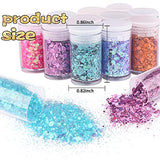 Holographic Chunky and Fine Glitter Mix, 45 Colors Festival Sequins & Glitter Powder, Iridescent Glitter Flakes, Cosmetic Face Body Eye Hair Nail Art Linwulte