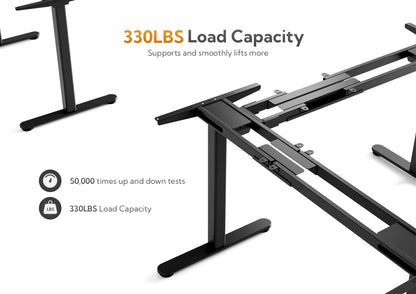 Claiks Triple Motor 63" L Shaped Standing Desk with Drawers, Electric Standing Desk Adjustable Height, Corner Stand up Desk with Splice Board, Black - WoodArtSupply