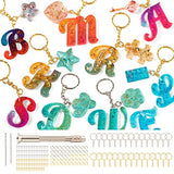 Mocoosy 182Pcs Reversed Silicone Alphabet Resin Molds Kit, Fancy Letter & Ornament Molds Epoxy Resin Casting Keychain Making Set with 1 Hand Drill 2 Mocoosy