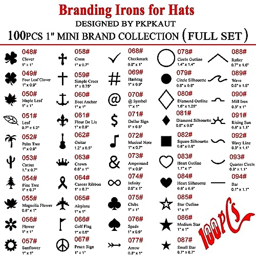 PKPKAUT 1" 100Pcs Branding Irons for Hats Full Set, Wood Branding Iron Personalized, Branding Letters Leather Branding Tool, DIY Mini Branding Iron