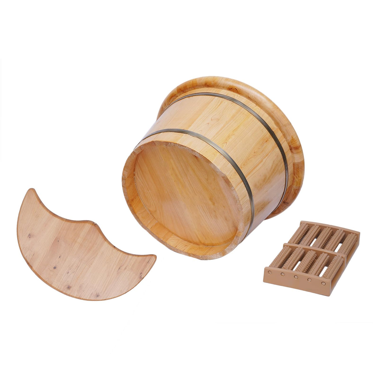 Kaichenyt Wooden Foot Basin, Solid Cedar Wood Foot Tub with Cover Plate, Wooden Bucket Foot Bath with Massage, Pedicure Barrel for Foot Bath, Soak, Kaichenyt
