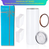 YOUKE OLA 10 Pack Sublimation Tumblers Bulk Straight Skinny Tumbler Blanks 20oz for Heat Transfer, Individual Gift Boxed, Double Wall Insulated YOUKE OLA