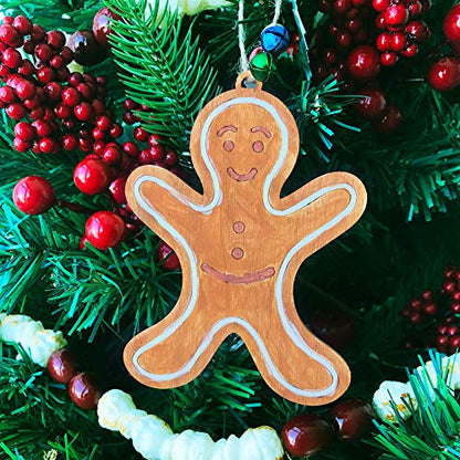 40 Set Wooden Christmas Ornaments Craft Kit DIY Gingerbread Man Ornaments Paintable Wood Gingerman Family Dolls Gingerman Cutout Hanging Christmas - WoodArtSupply