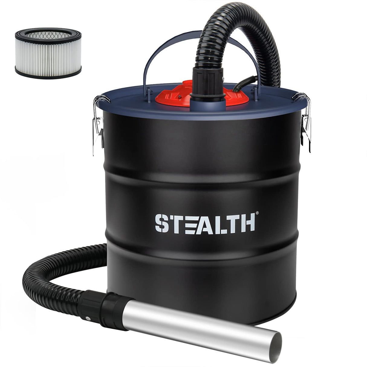 Stealth 4.8 Gallon Ash Vacuum, Portable Ash Vac with Powerful Suction for Fireplaces, Wood Burning Stoves, Bonfire Pits, Pellet Stoves, Model: EMV05S Stealth