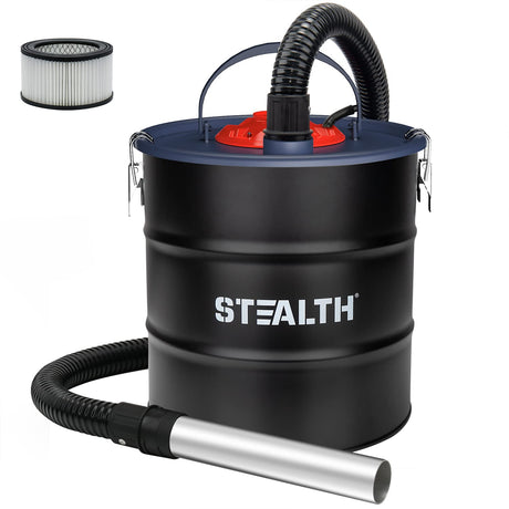 Stealth 4.8 Gallon Ash Vacuum, Portable Ash Vac with Powerful Suction for Fireplaces, Wood Burning Stoves, Bonfire Pits, Pellet Stoves, Model: EMV05S Stealth