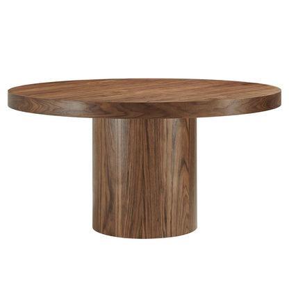 Modway Gratify 59" Round MDF Wood Dining Table in Walnut Finish