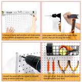 HUHOLE White Pegboard Organizer, Metal Pegboard Panels, 32-inch X 32-inch Metal Peg Board for Garage Tool Organization, 4PC HUHOLE