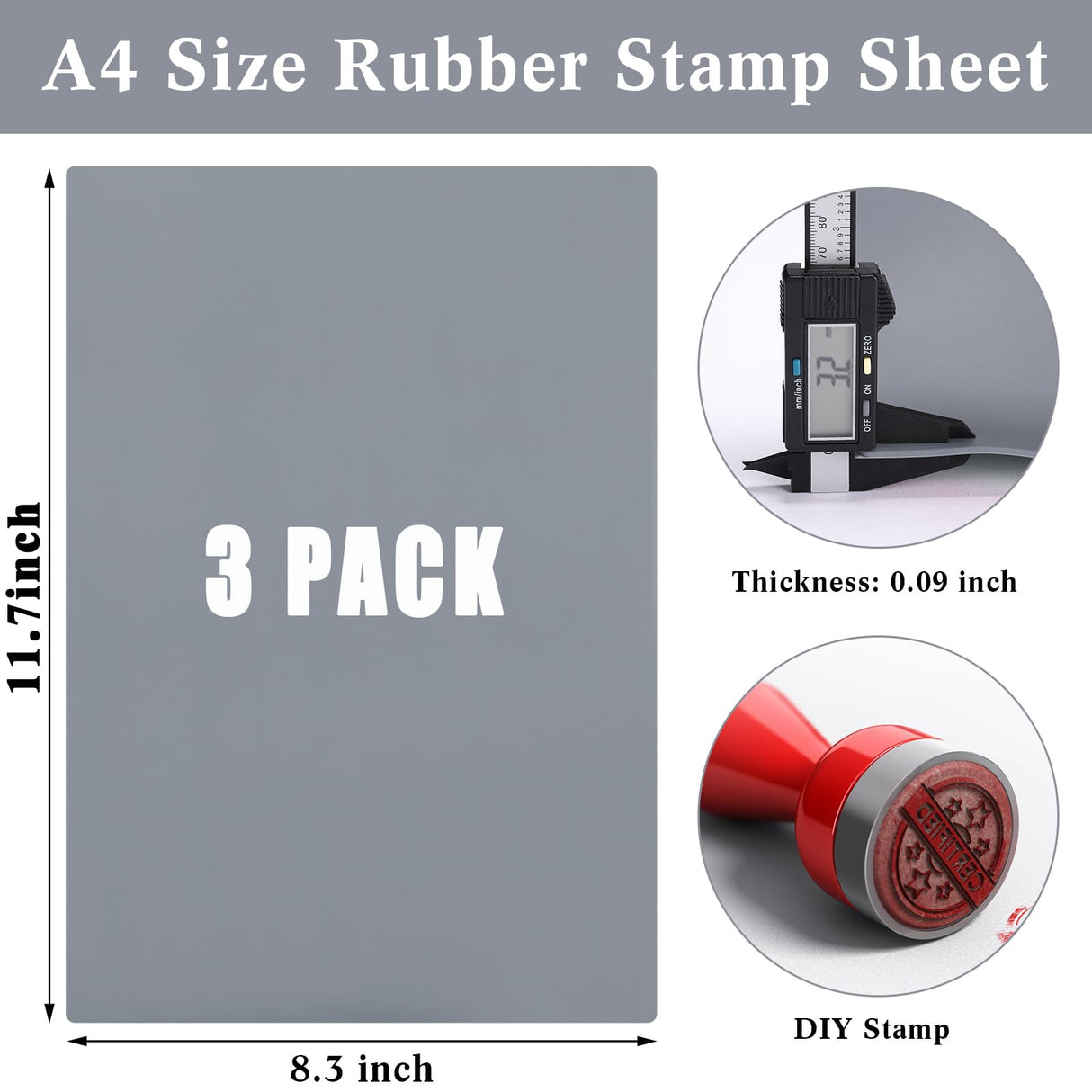 Rubber Stamp Sheets for Laser Engraving Machine, A4 Rubber Stamp Sheets for Laser Cutter Soft Rubber Sheets to Make Rubber Stamps, 2.3 mm Tondiamo