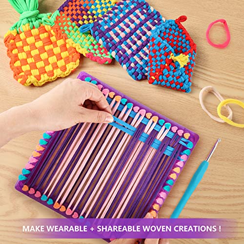 Weaving Loom for Kids - Arts and Crafts for Girls Ages 6-8-12 Potholder Loops Toys for Girls and Adults - Knitting Loom Set Pot Holder Weaving Kits - WoodArtSupply