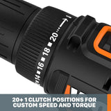 Worx 20V 3/8" Cordless Drill with 84pc Accessory Kit, Variable 2-Speed Drill Set 265 In-Lbs Torque 20+1 Clutch, Lightweight Compact Drill Driver WORX