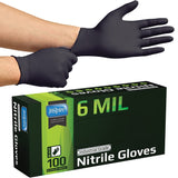 Inspire Black Nitrile Gloves | HEAVY DUTY 6 Mil Nitrile THE ORIGINAL Nitrile Medical Food Cleaning Disposable Gloves (Large, 100, Count) Inspire